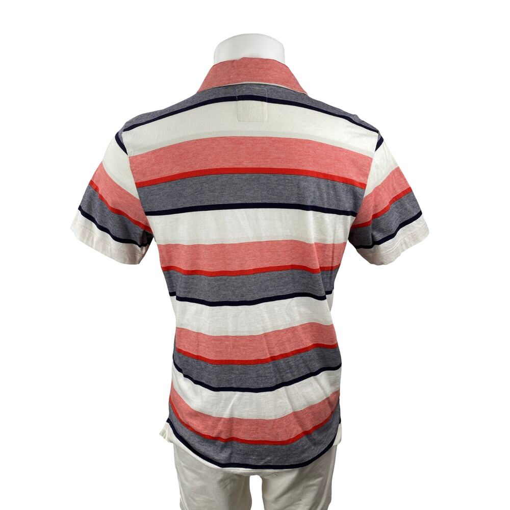 Billy Reid Mens Multicolor Striped Short Sleeve Golf Colorblock Polo Shirt Top L - Picture 4 of 6